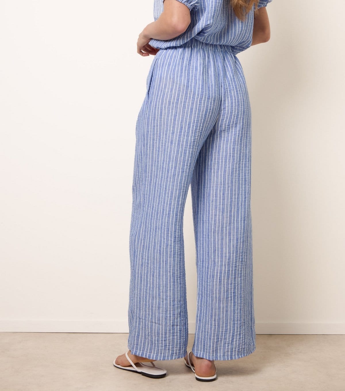 Blue Vanilla Women's Blue Tie Stripe Wide Leg Trousers Blue Vanilla New Look - 4