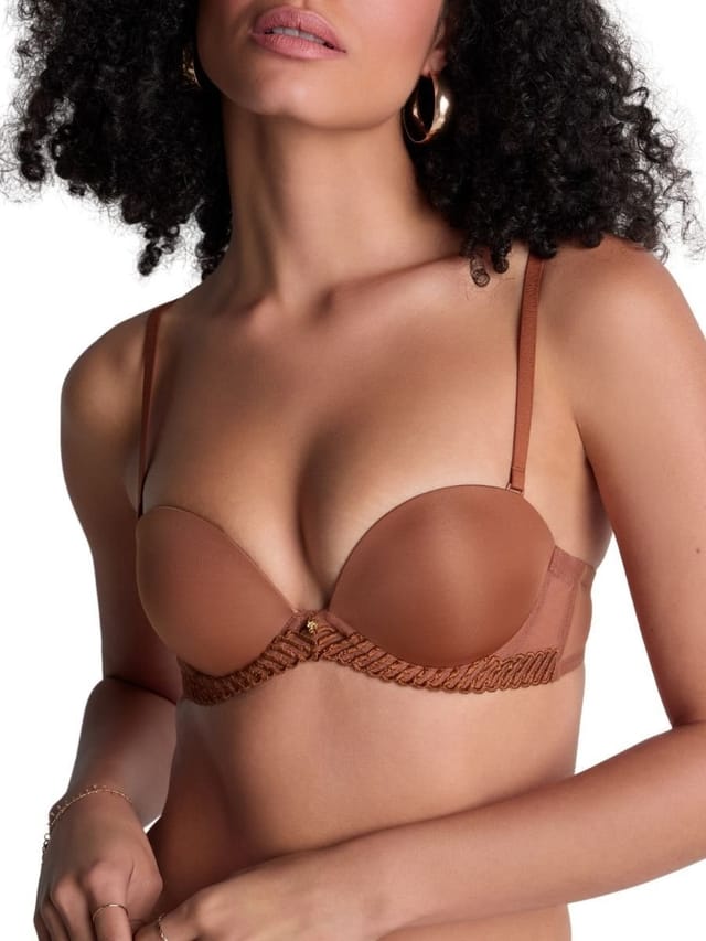 Aubade Aubade Women's Sheer Emotion Moulded Strapless Bra in Brown - 3