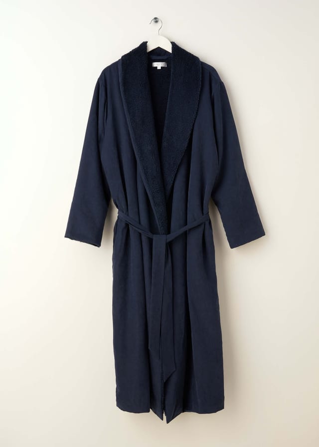 Truly Truly Men's Navy Fleece Dressing Gown in Blue - 2