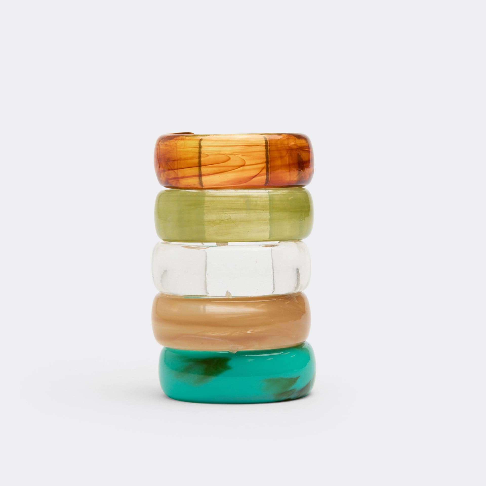 EGO Multi Bangle Bracelet Pack In Green Multi Resin, Women's Size UK 0
