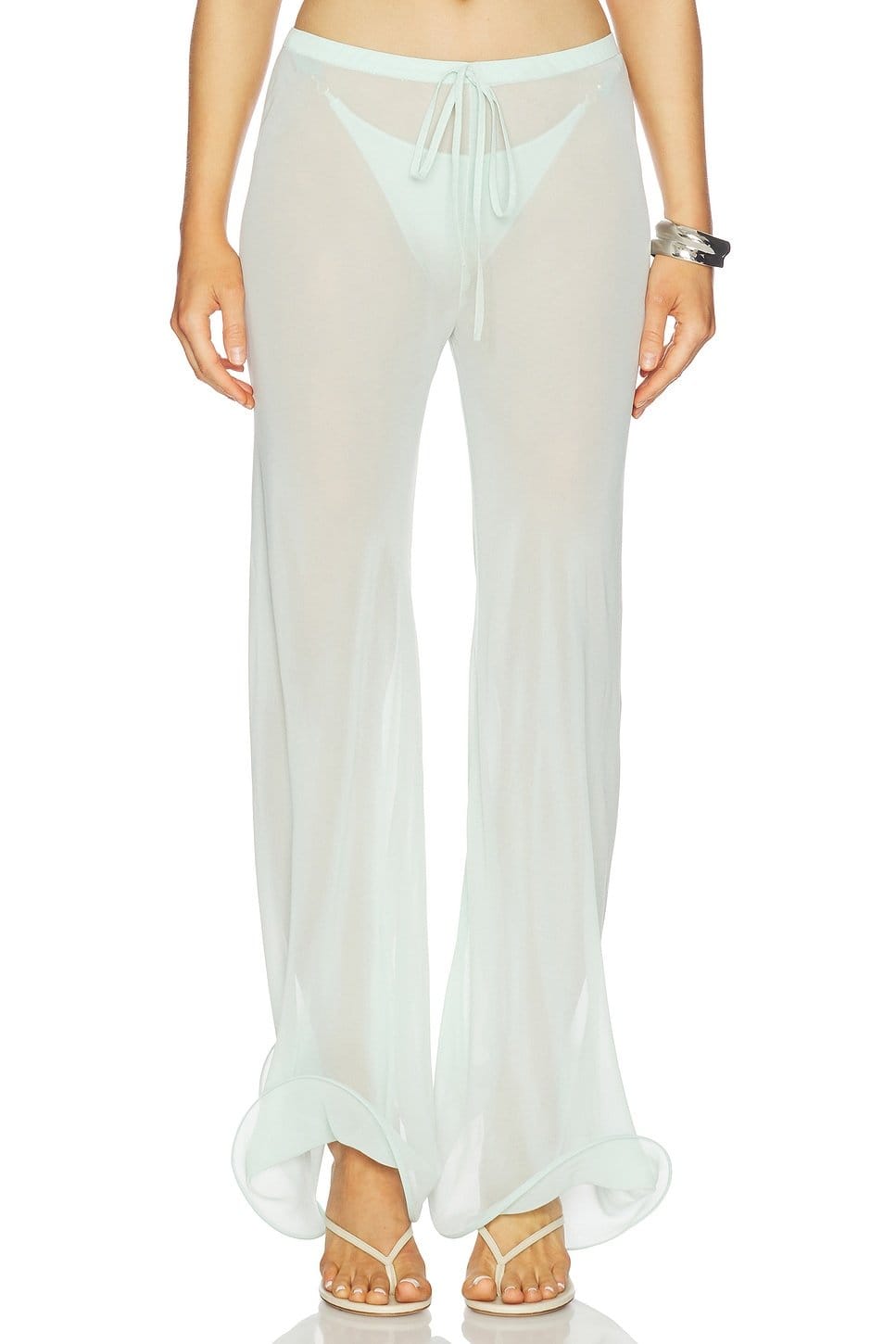 Revolve Aqua Blue Sheer Wide-Leg Pants