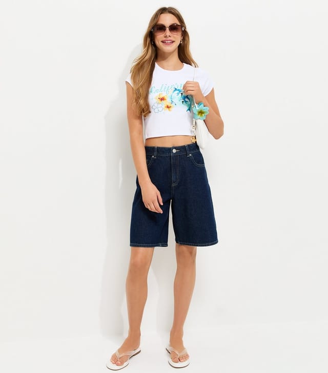 New Look Girls' White Cotton Dolphin Print Baby Tee T-Shirt New Look - 3