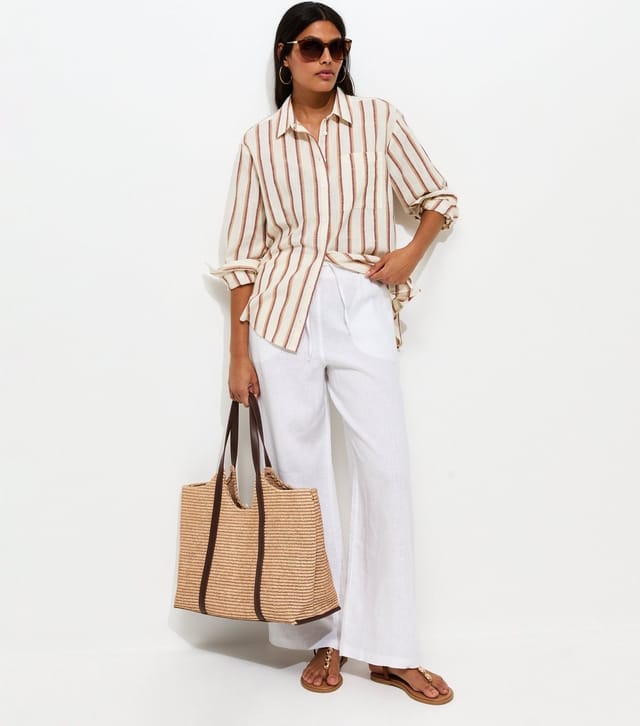 New Look Women's White Pure Linen Wide Leg Trousers New Look - 2