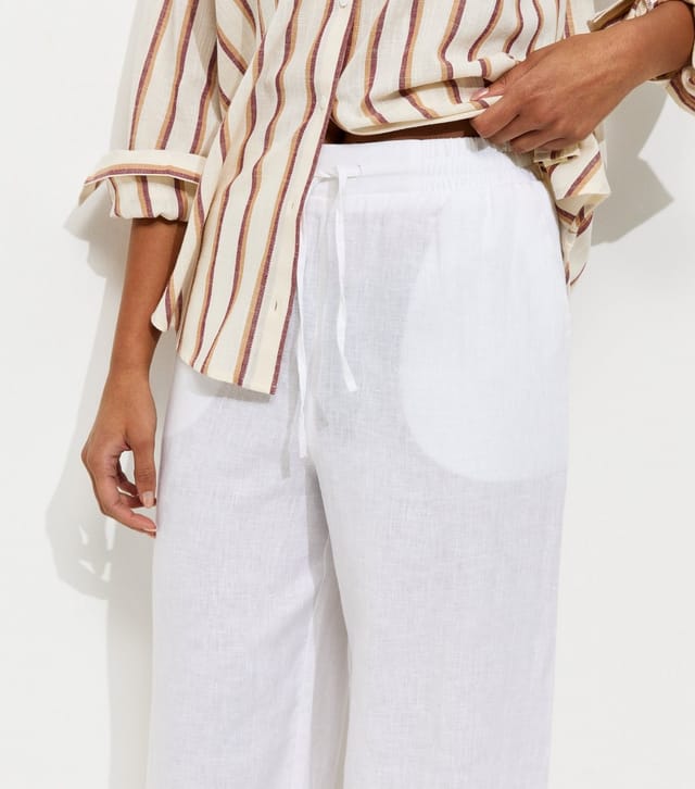 New Look Women's White Pure Linen Wide Leg Trousers New Look - 3