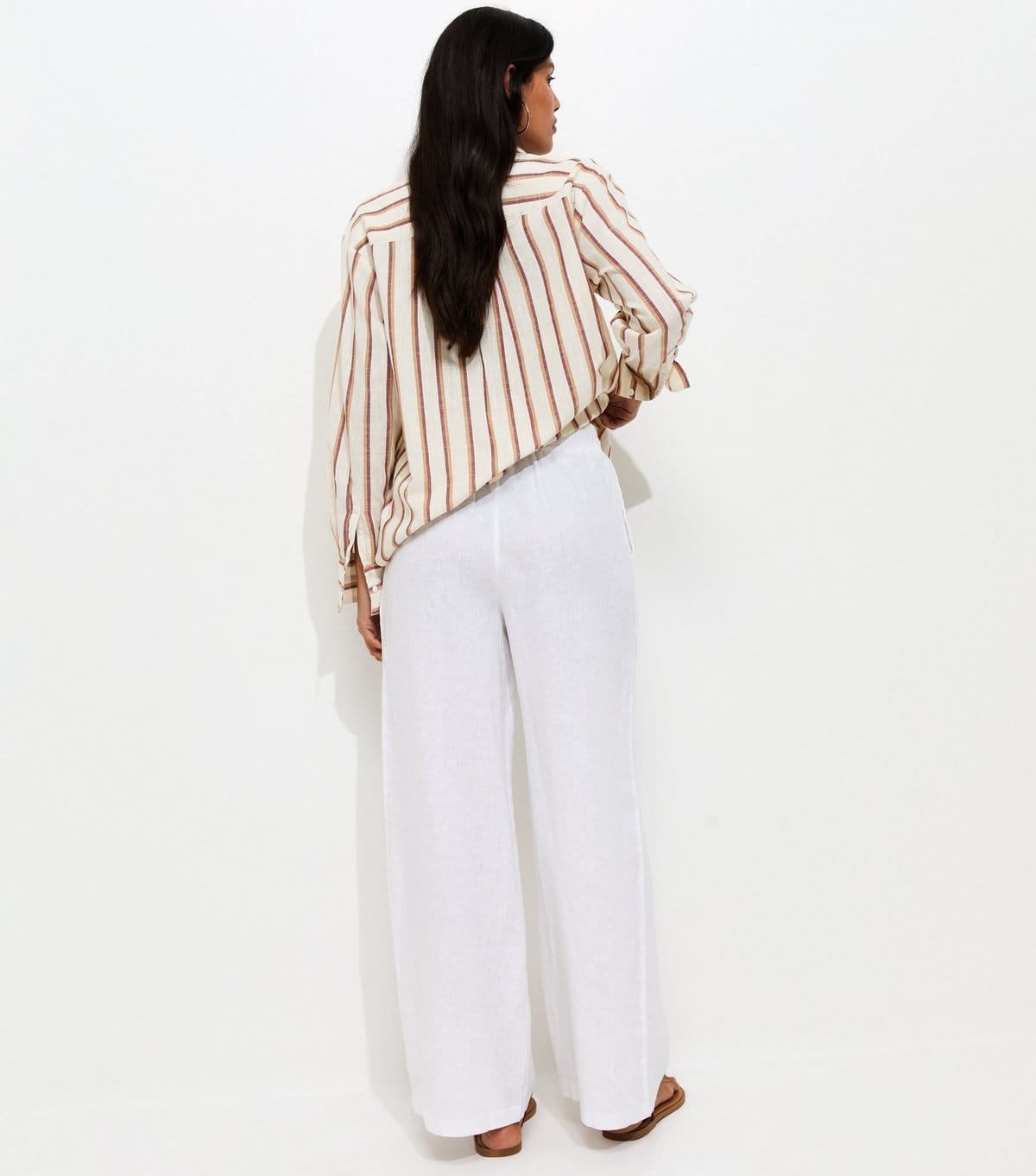 New Look Women's White Pure Linen Wide Leg Trousers New Look - 4