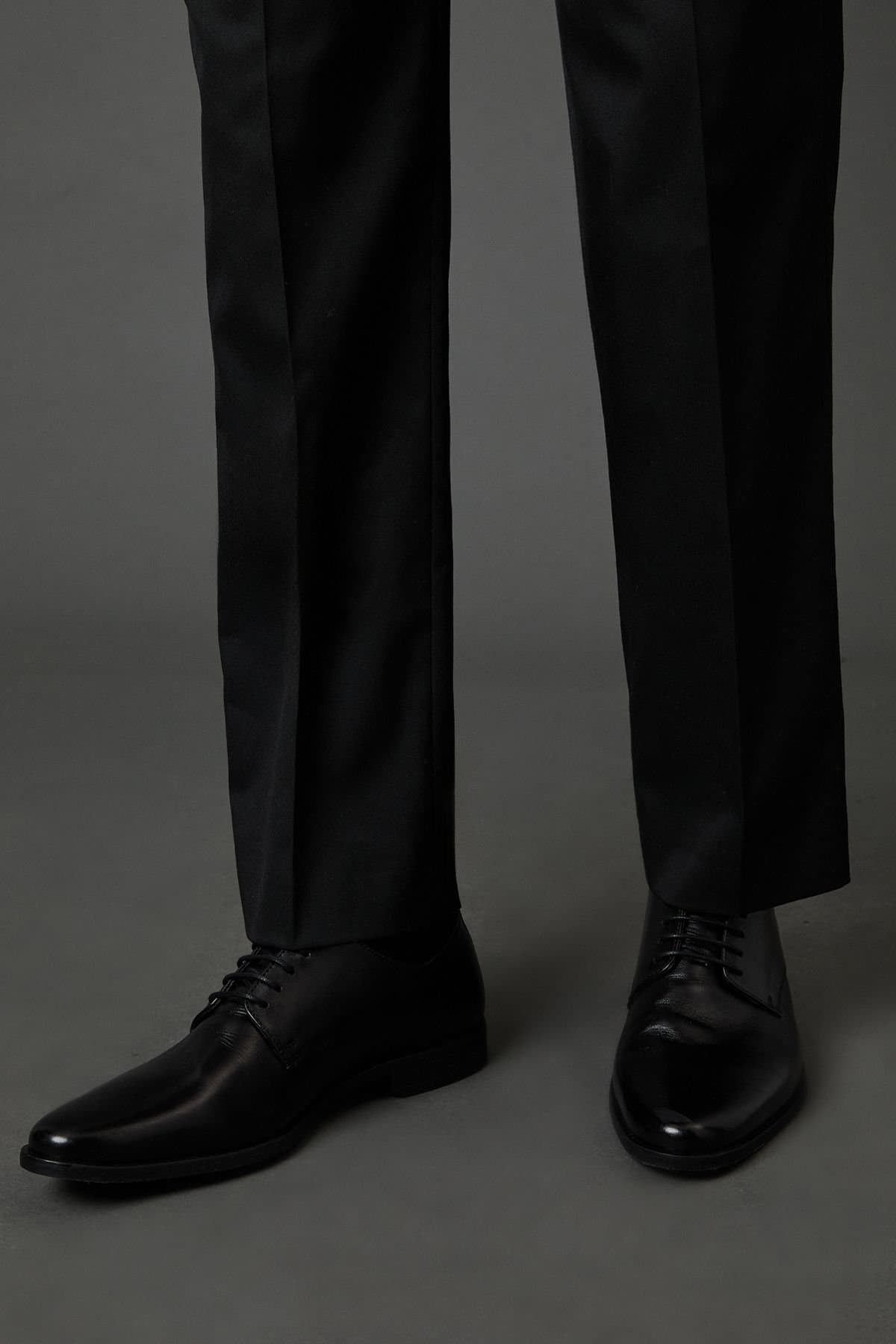 Burton Burton Men's Black Leather Smart Derby Shoes