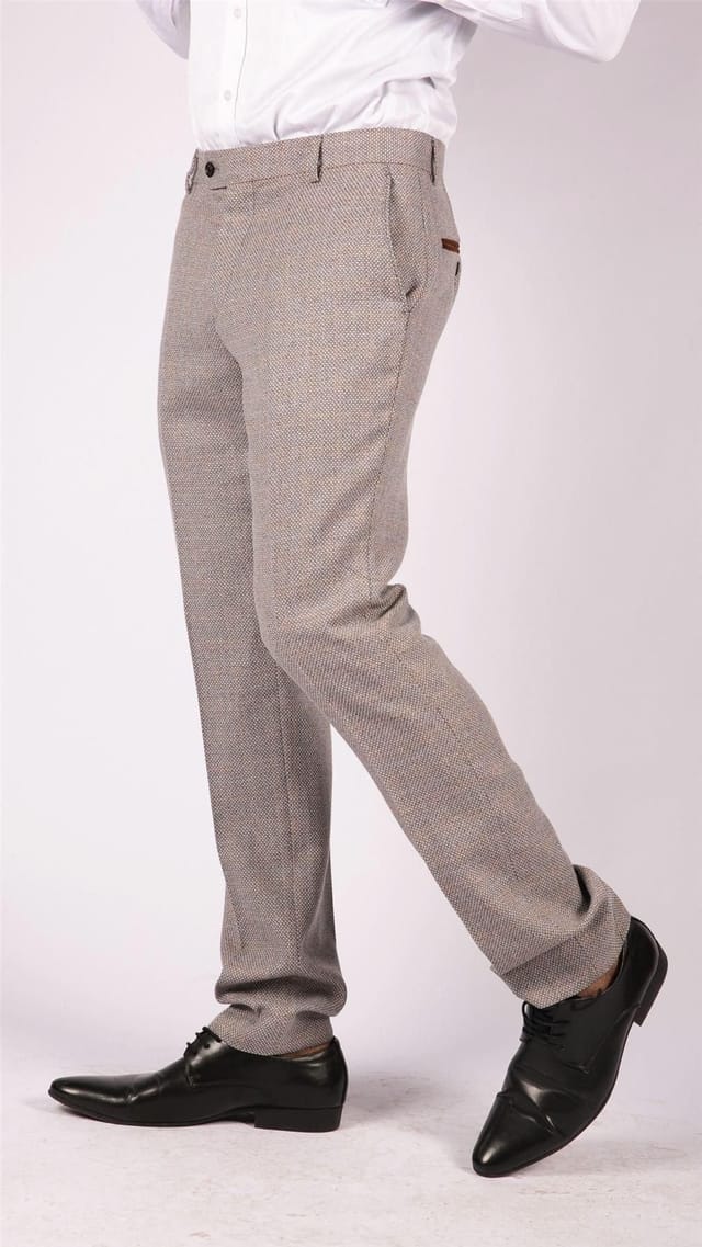 Paul Andrew Paul Andrew Men's Ralph Tweed Check Vintage Trousers in Cream - 2