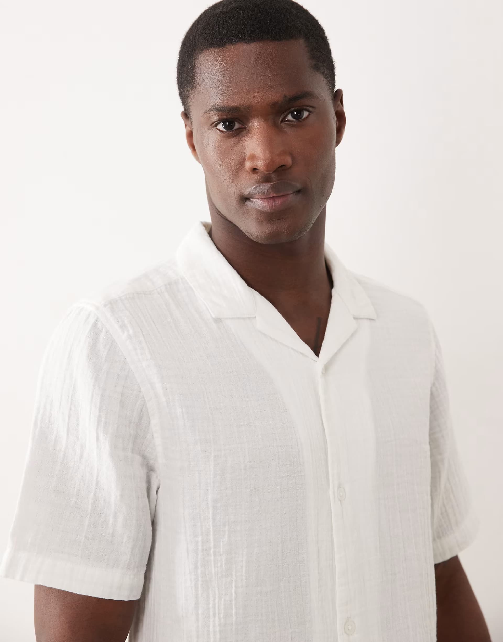 ASOS New Look textured short sleeve shirt in white