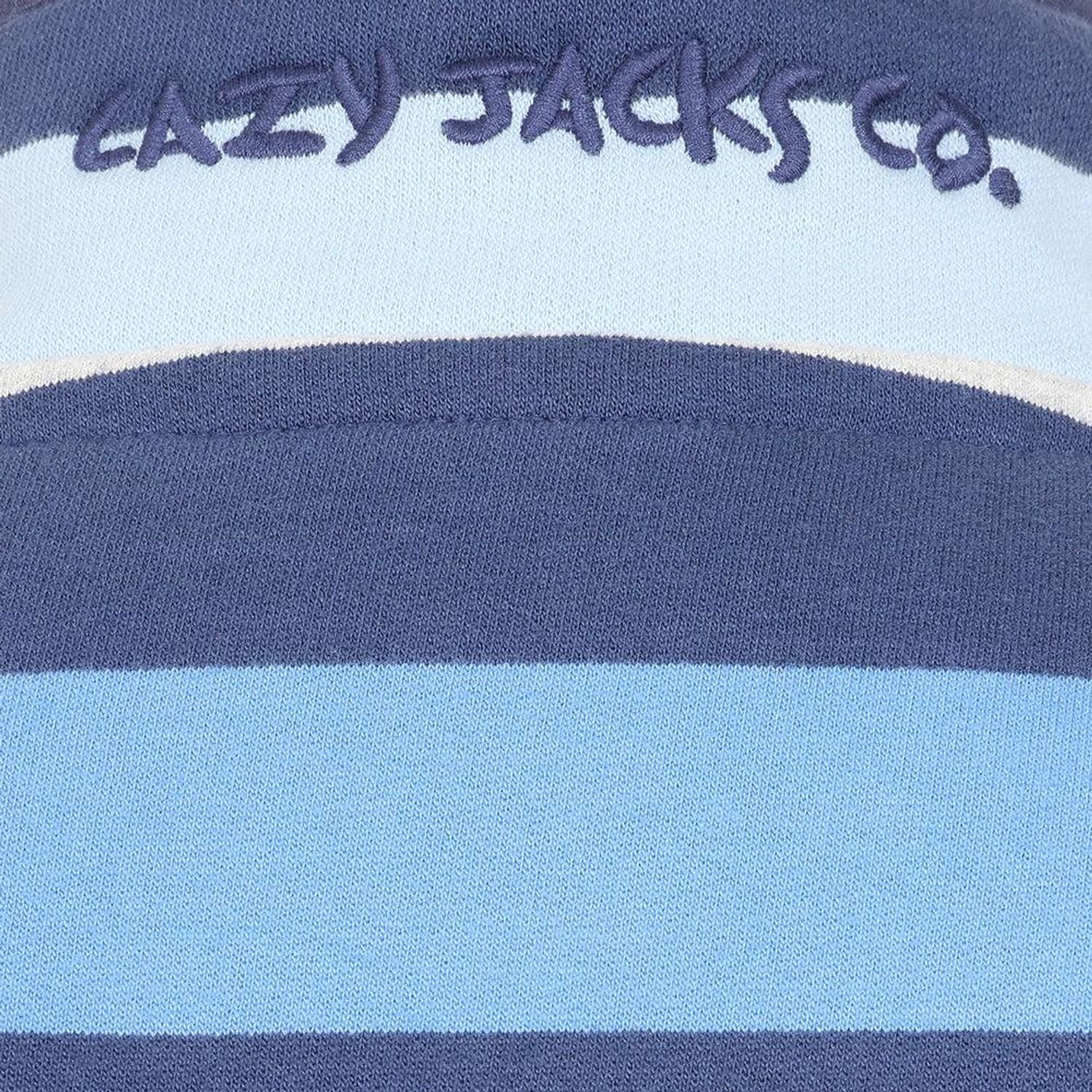 Lazy Jacks Lazy Jacks Women's Striped Button Neck Sweatshirt in Blue - 4