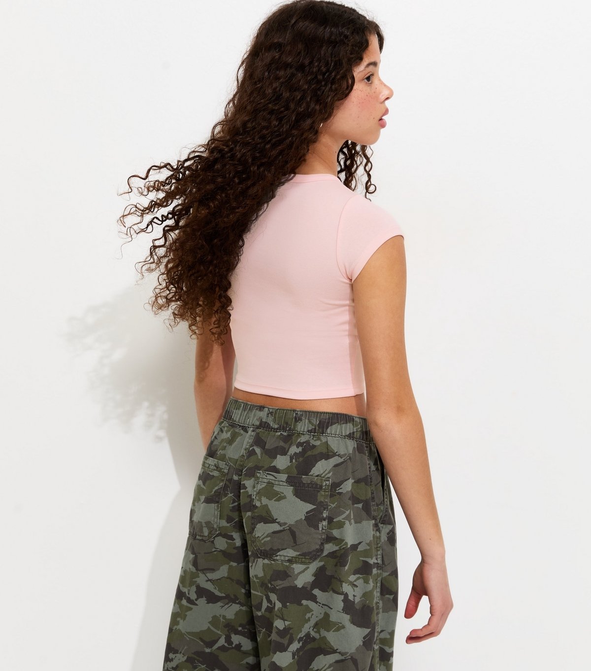 New Look Girls' Light Pink Obsessed Embellished Cotton Cap Sleeve Crop Top New Look - 4