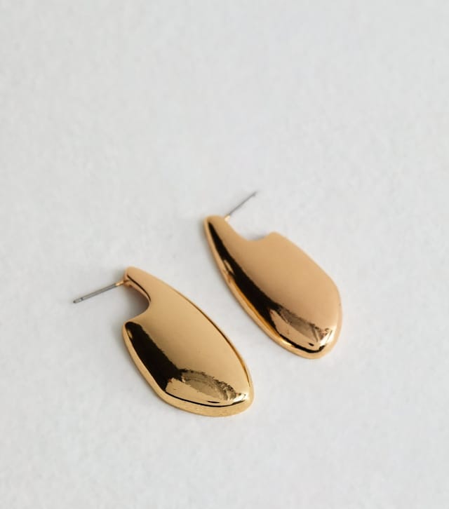 New Look Gold Tone Long Oval Dome Drop Earrings New Look - 3