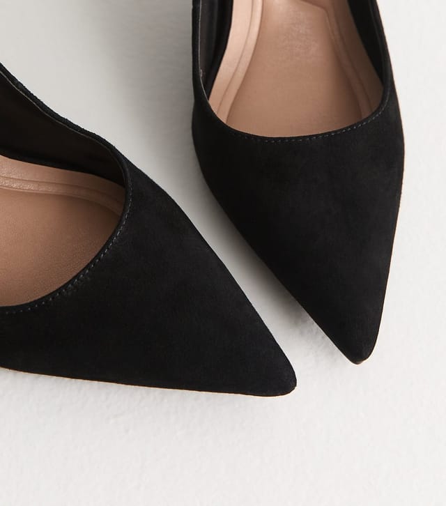New Look Women's Premium Black Real Suede Pointed Toe Court Shoes New Look - 3