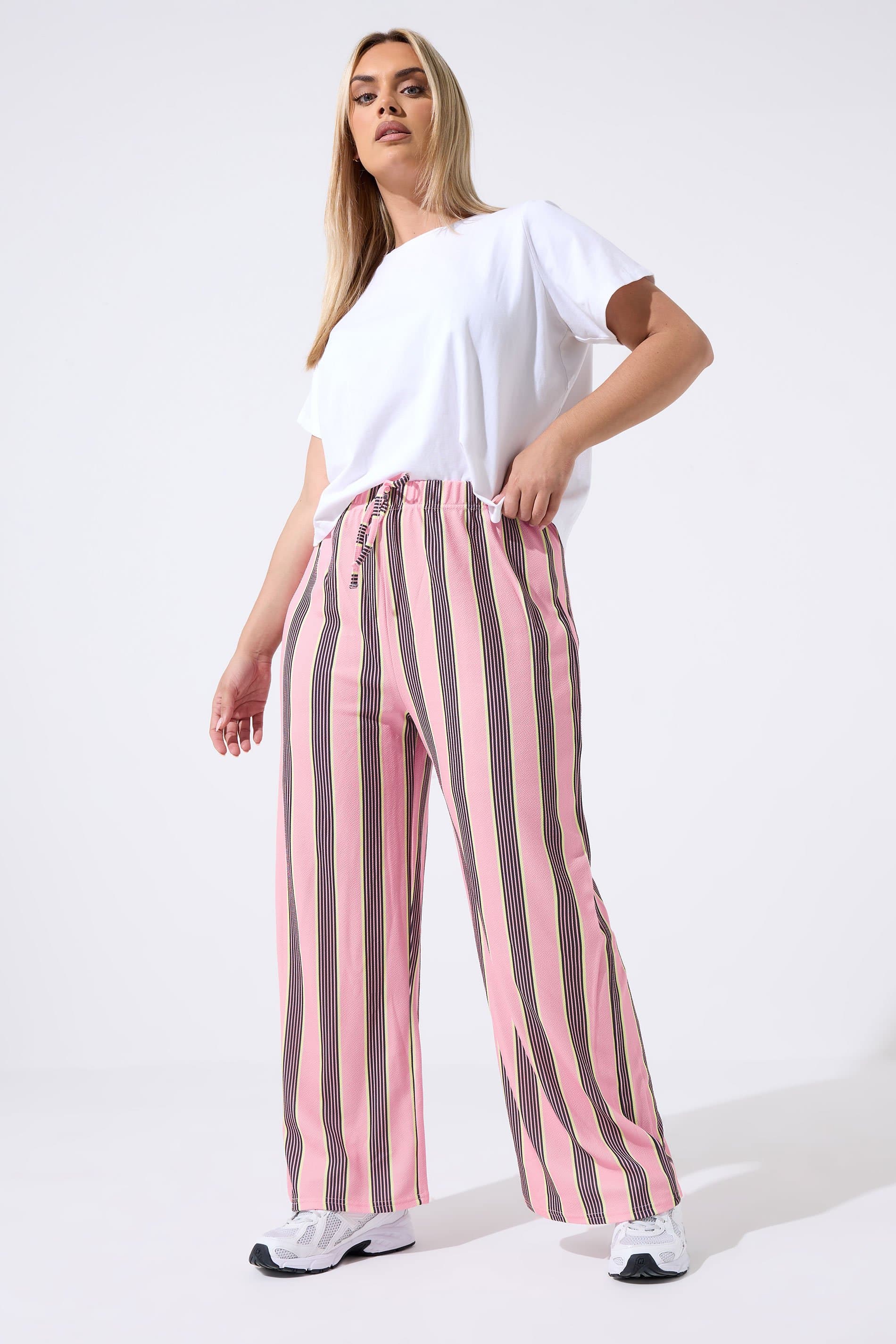 Limited Collection Plus Size Pink Striped Wide Leg Trousers