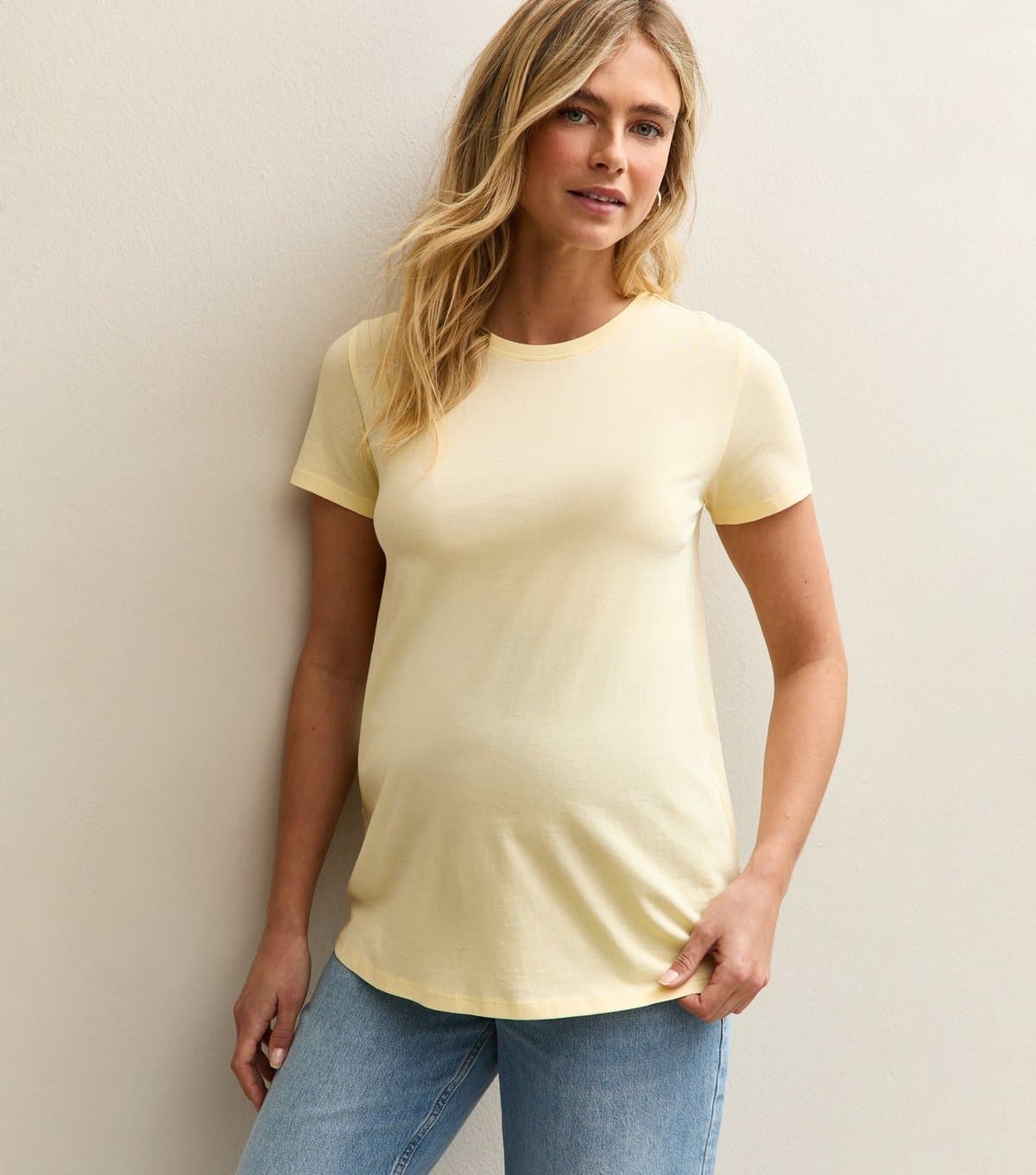 New Look Women's Maternity Light Yellow Crew Neck T-Shirt New Look