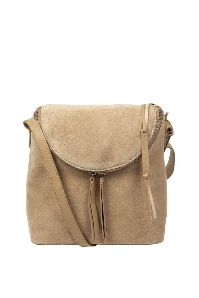 Cultured London Cultured London Women's 'Luisana' Suede Cross Body Bag in Beige - 2