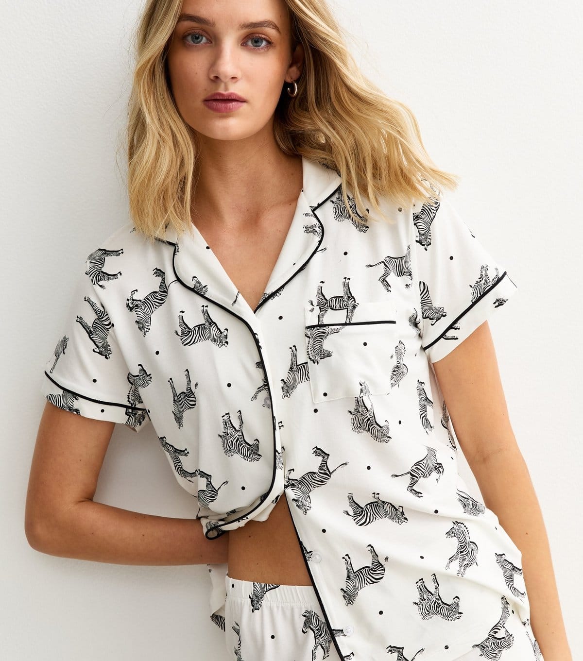 New Look White Zebra Print Pyjama Set