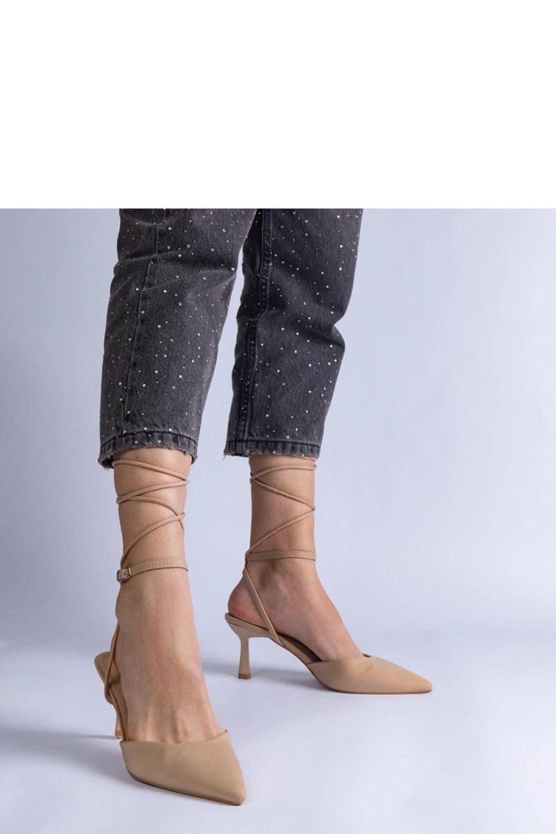 Love Lace Love Lace Women's Beige Open Heel Ankle Tie High Heel Pumps