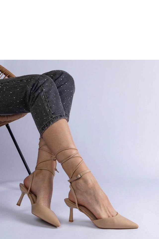Love Lace Love Lace Women's Beige Open Heel Ankle Tie High Heel Pumps Lightweight Summer - 2