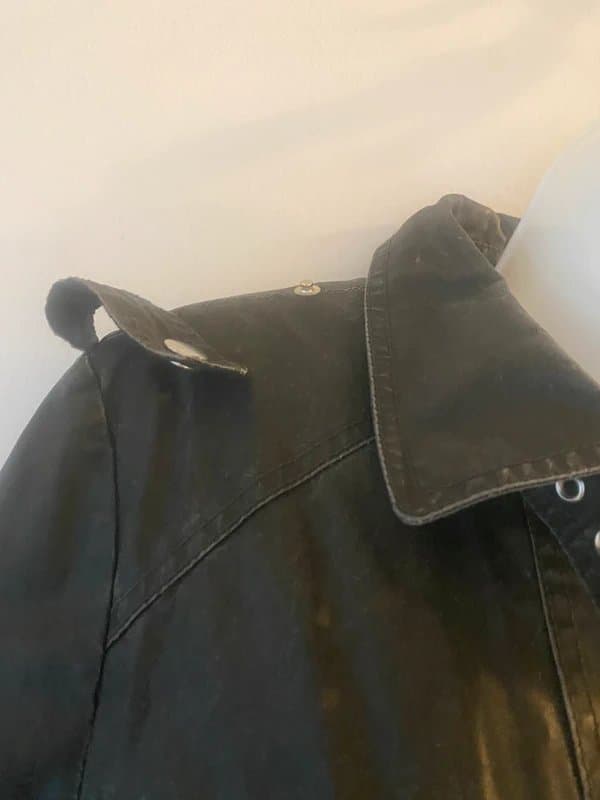 Topshop Topshop Black Wax Like Barbour Belted Jacket sz 12 Great Condition
