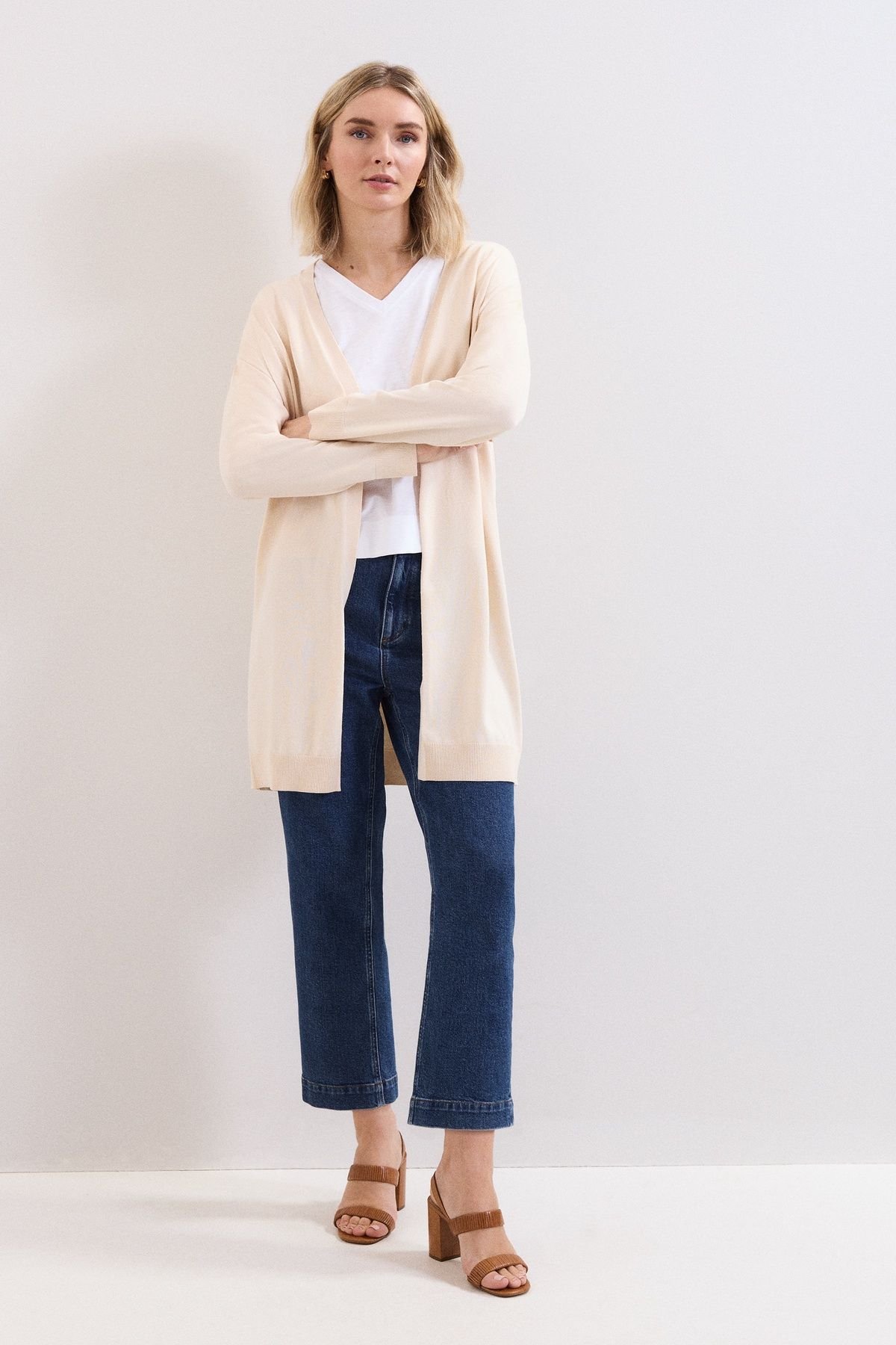 Phase Eight Phase Eight Women's Sabrina Longline Open Front Cardigan in Cream - 3