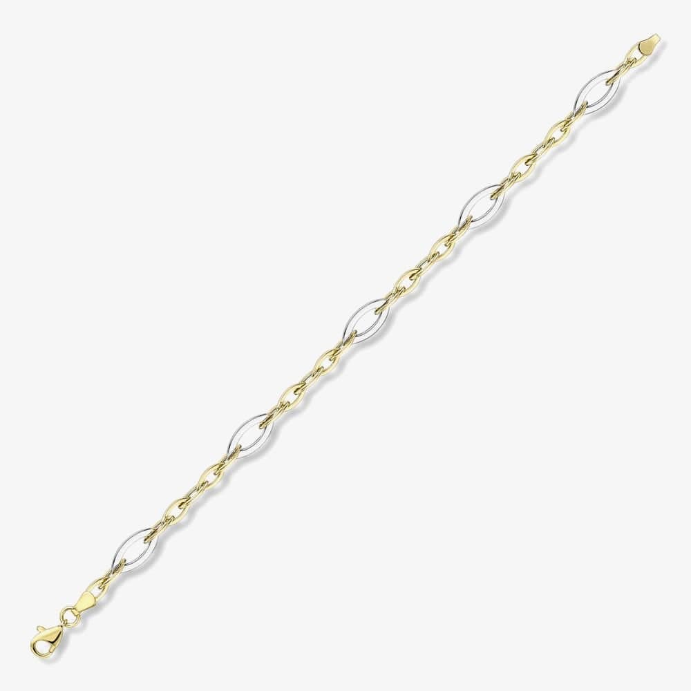 T.H.Baker T.H.Baker Women's 9ct Two Colour Gold Open Marquise Link Bracelet BR602-07