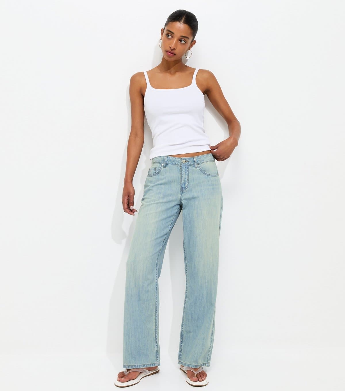 New Look Women's Light Blue Denim Wide Leg Jeans New Look