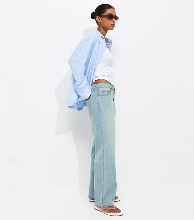 New Look Women's Light Blue Denim Wide Leg Jeans New Look - 2