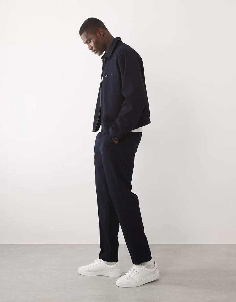 ASOS ASOS DESIGN smart co-ord tapered trousers in navy waffle texture - 1