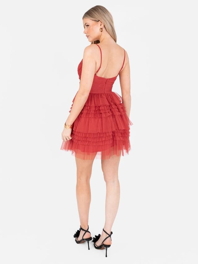 Anaya with Love Anaya with Love Women's Ruffle Cami Mini Dress in Red - 3