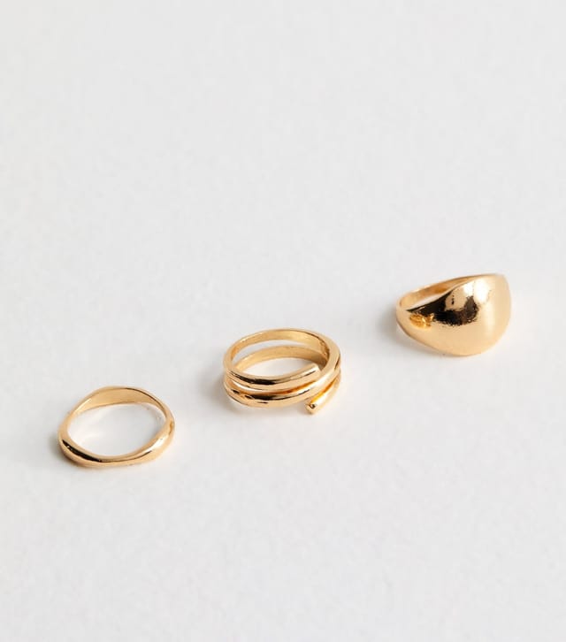 New Look Pack of 3 Gold Tone Sleek Chunky Rings New Look - 2