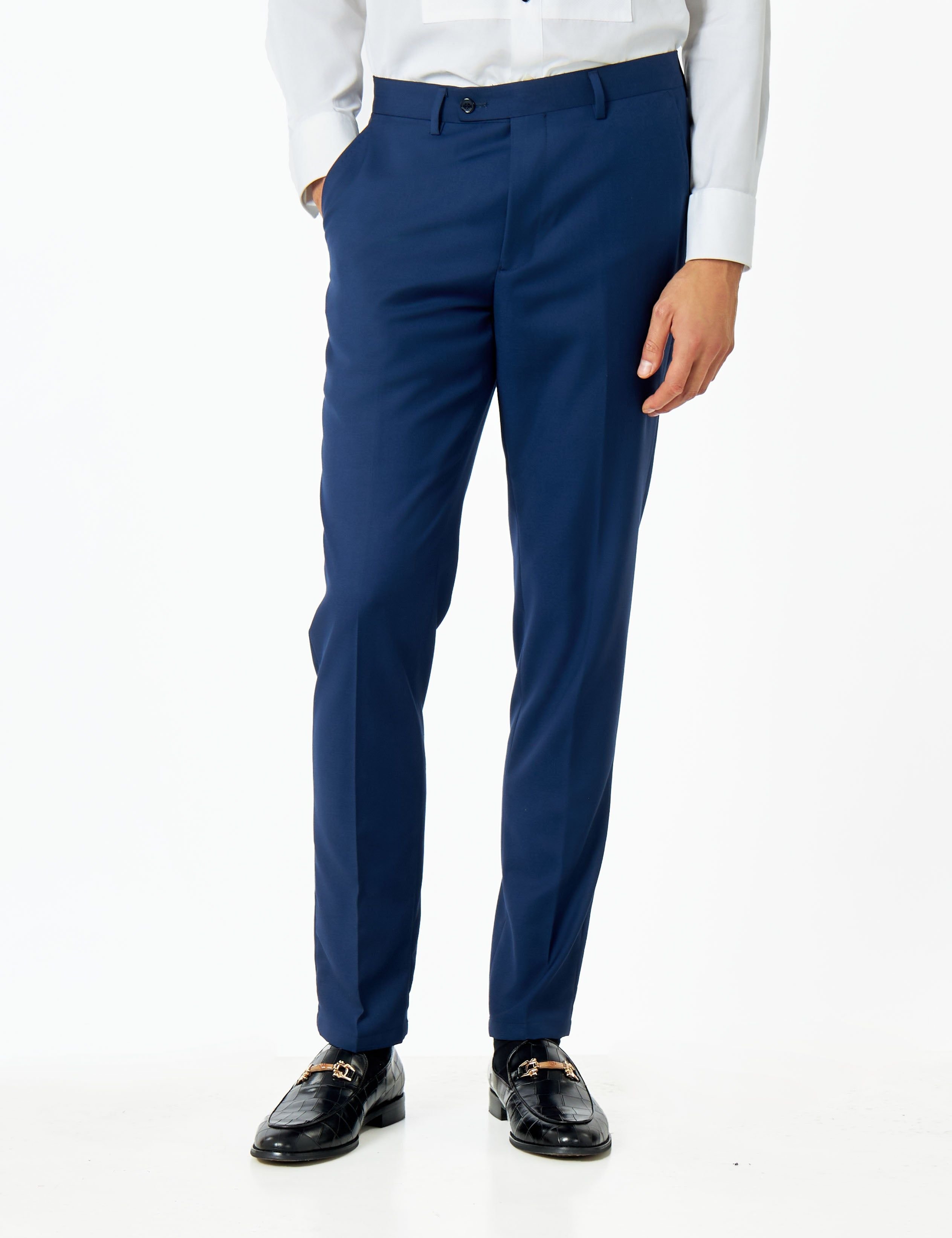 XPOSED XPOSED Men's Stylish Suit Trousers with Geometric Pattern in Navy - 2