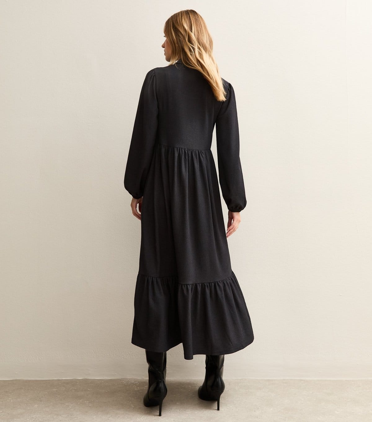 New Look Women's Black Crinkled Jersey Midi Shirt Dress New Look - 4