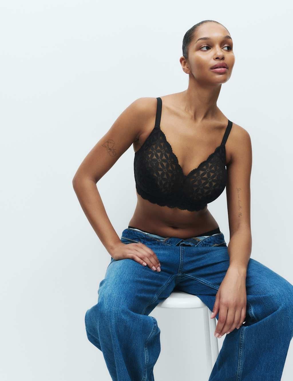 Marks & Spencer M&S Lace Non-Padded Bralette F-H Black