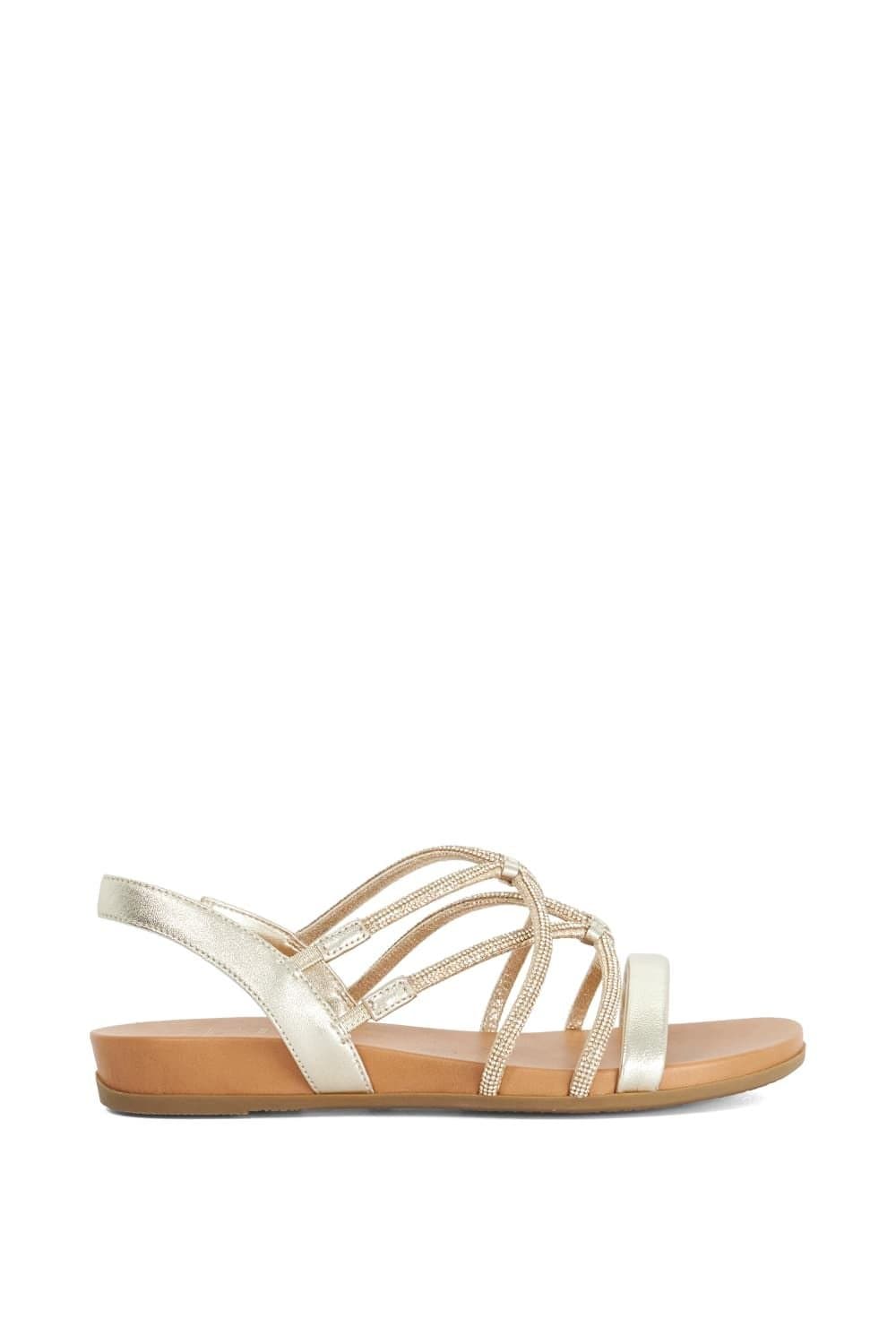 Dune London Dune London Women's Wide Fit 'Lyrically' Leather Sandals in Metallics