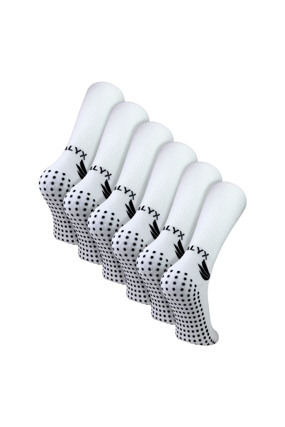 TALYX TALYX Men's 6 Pack Bamboo Crew Grip Socks in White