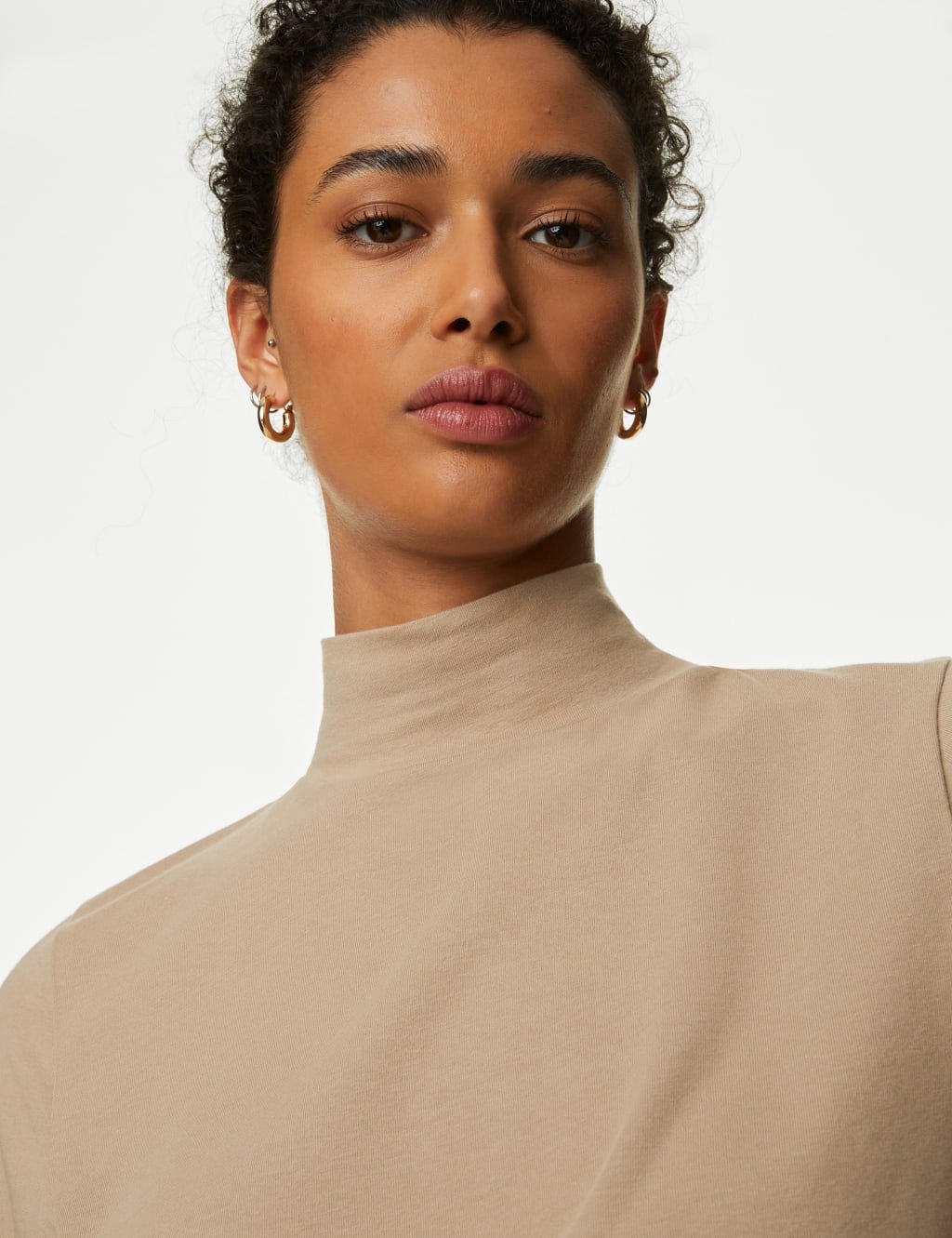 Marks & Spencer M&S Cotton Rich Slim Fit Top Natural Beige - 2