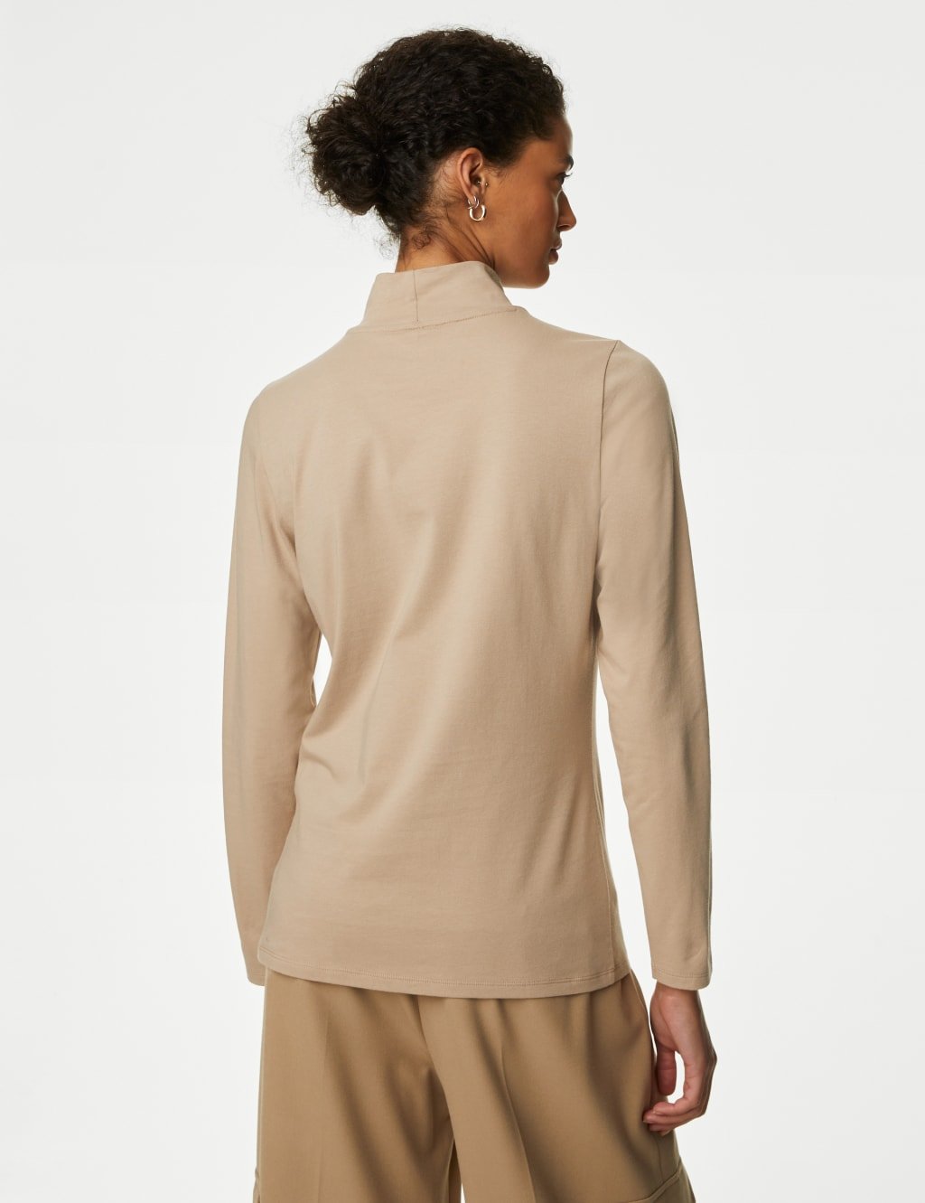 Marks & Spencer M&S Cotton Rich Slim Fit Top Natural Beige - 4