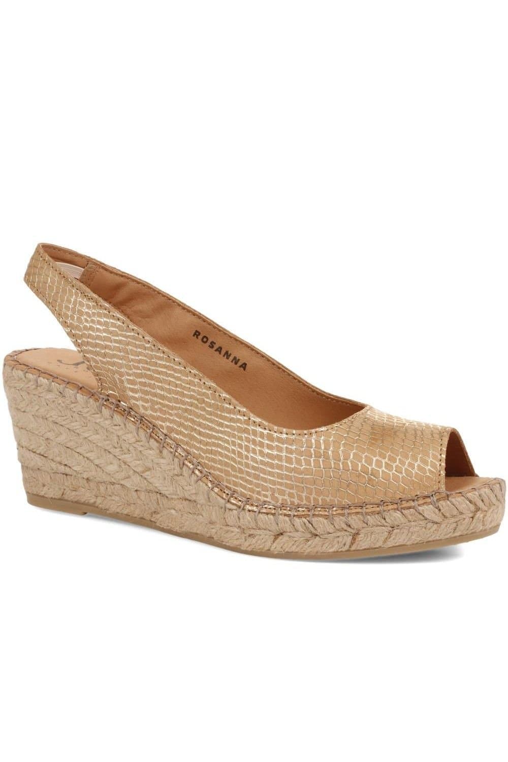Jones Bootmaker Jones Bootmaker Women's Rosanna Slingback Wedges in Gold