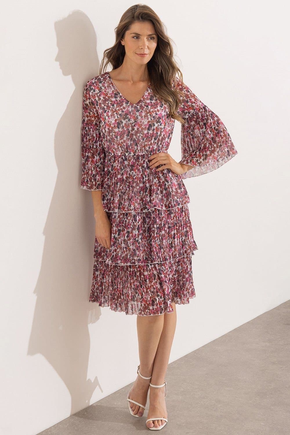 Klass. Klass. Women's Tiered Floral Print Dress in Ivory
