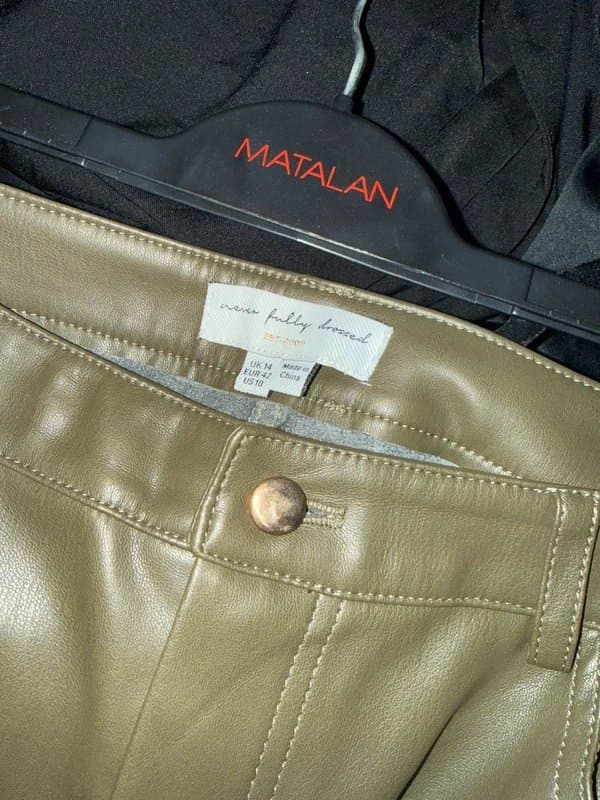 Never Fully Dressed Never Fully Dressed green vegan leather trousers