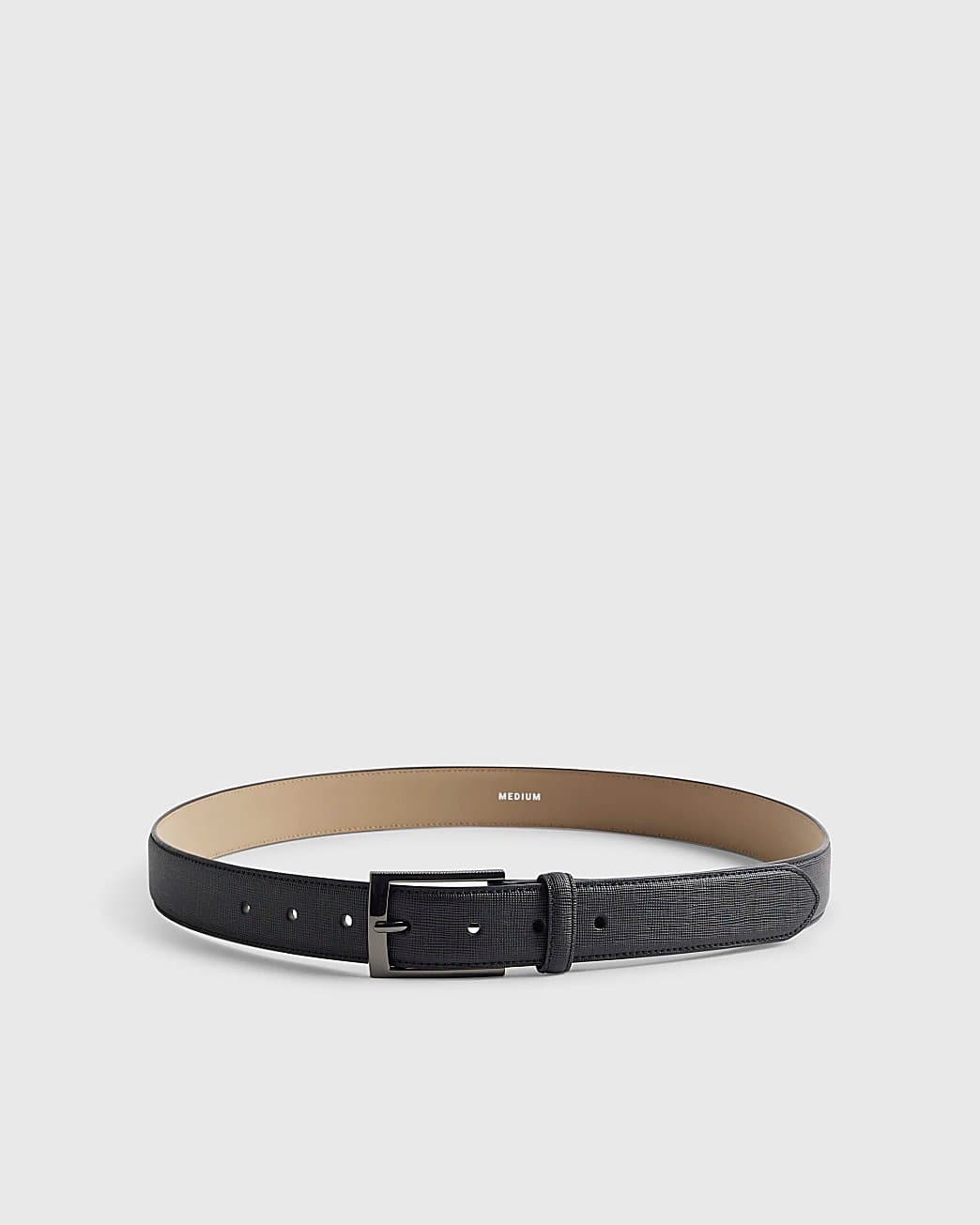 River Island Mens River Island Black Textured Belt