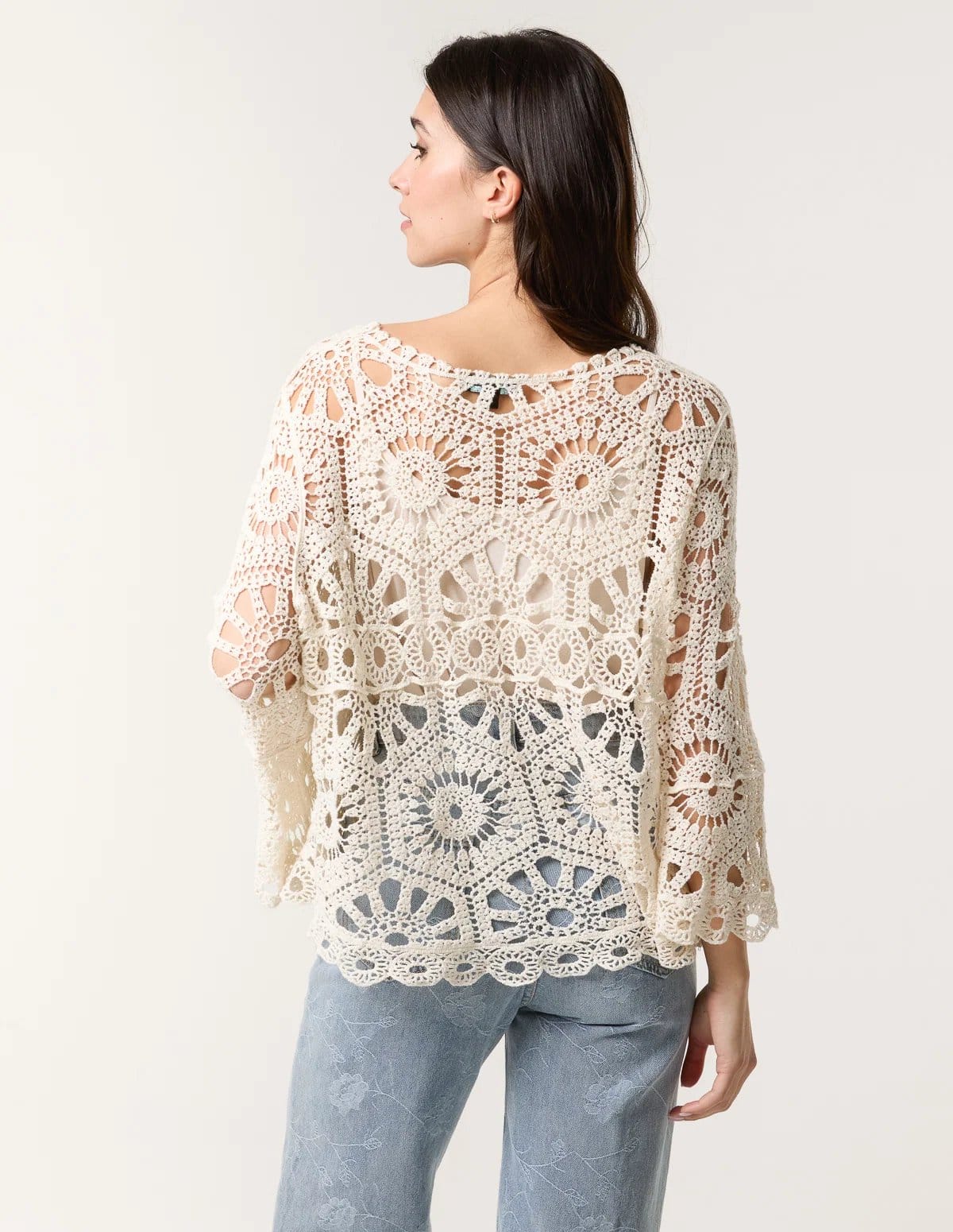 Blue Vanilla Crochet Top With Flared Sleeves - 4