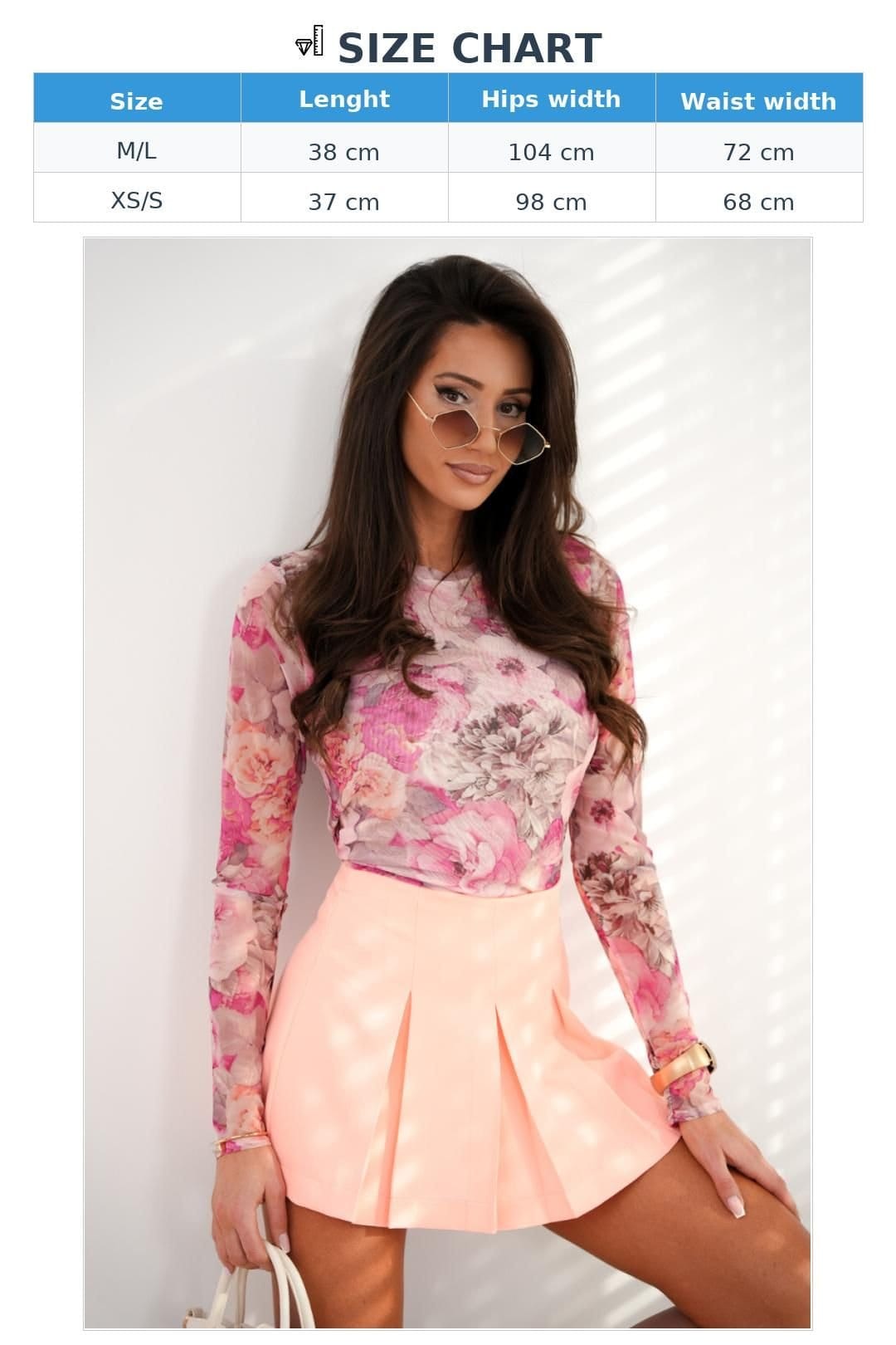 Love Lace Love Lace Women's Elegant Pleated Skirt Shorts with Concealed Zip in Peach - 4