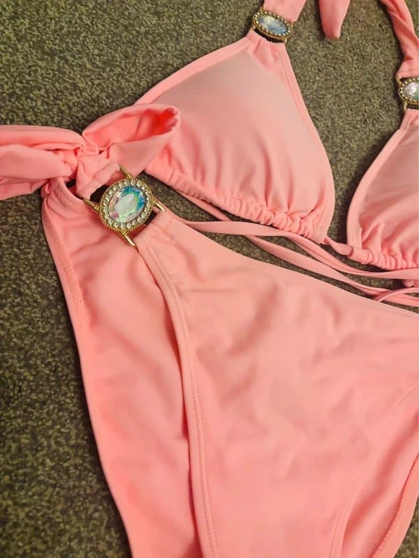 Moda Minx Moda minx pink gemstone bikini wedding party holiday 12-14 med same day post