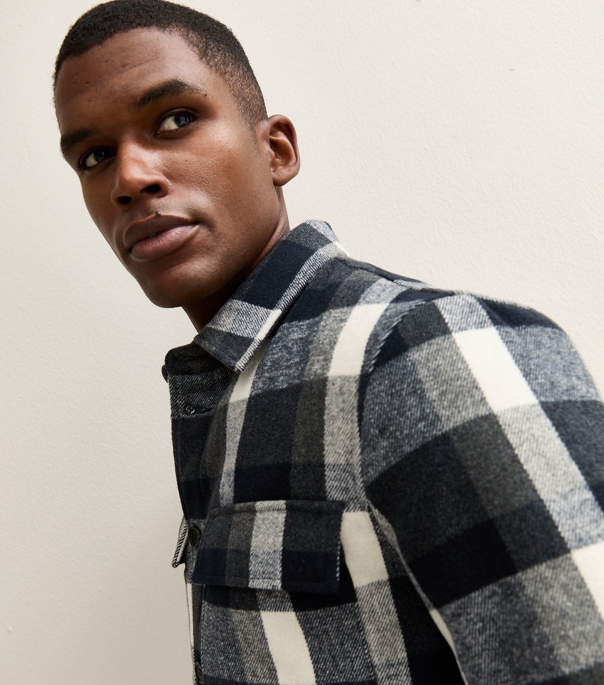 New Look Men's Blue Regular Checked Chest Pocket Shacket New Look - 2