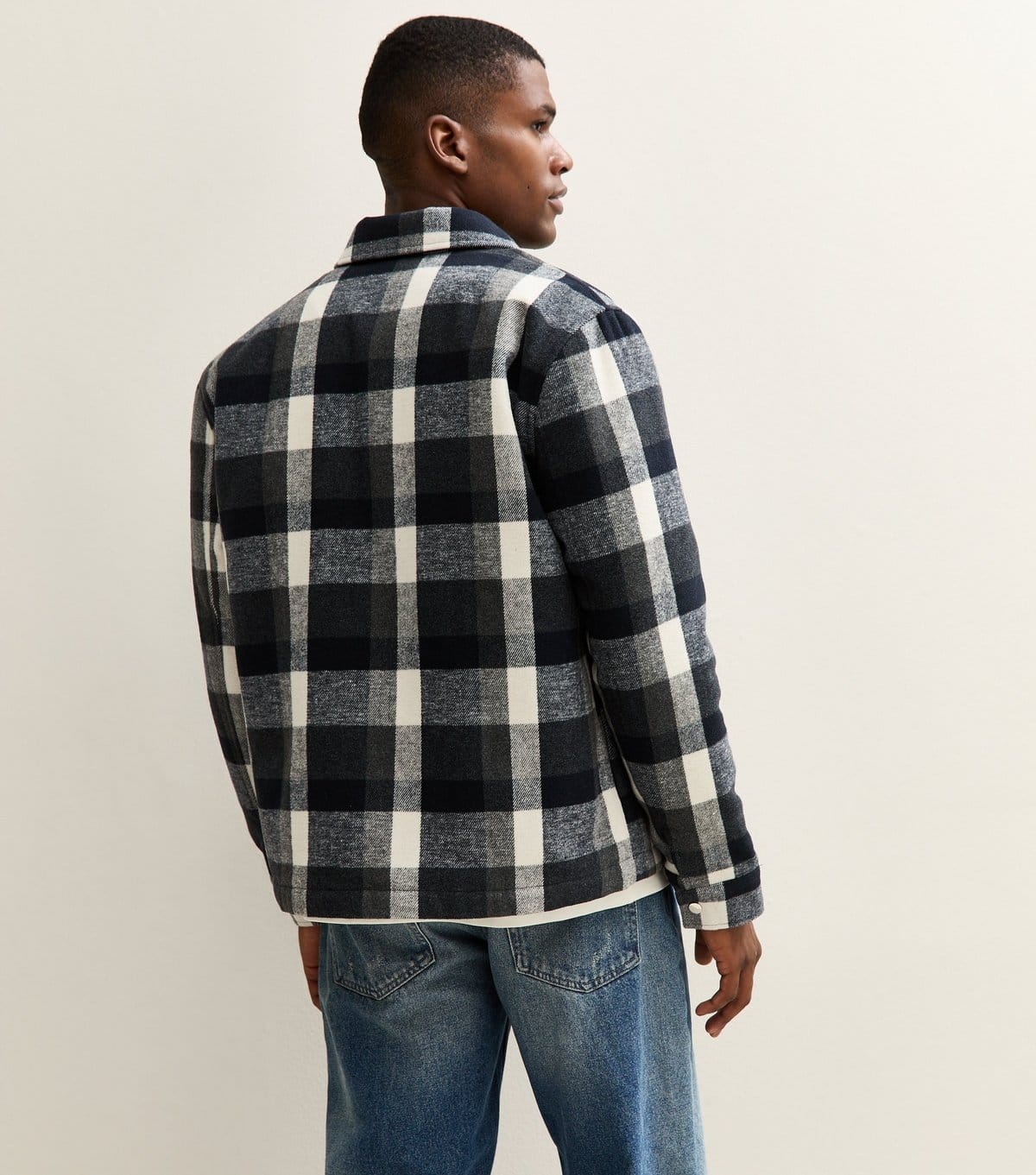 New Look Men's Blue Regular Checked Chest Pocket Shacket New Look - 4