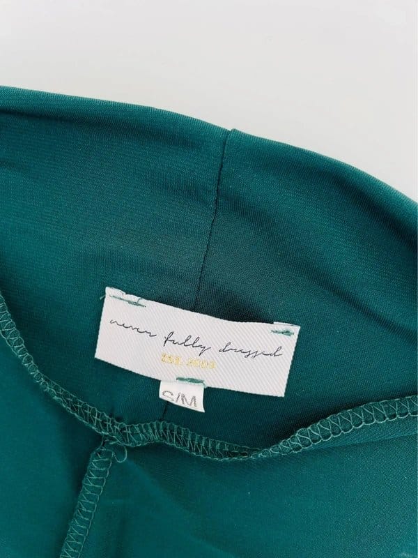 Never Fully Dressed Dark Green Ruched Midi Dress