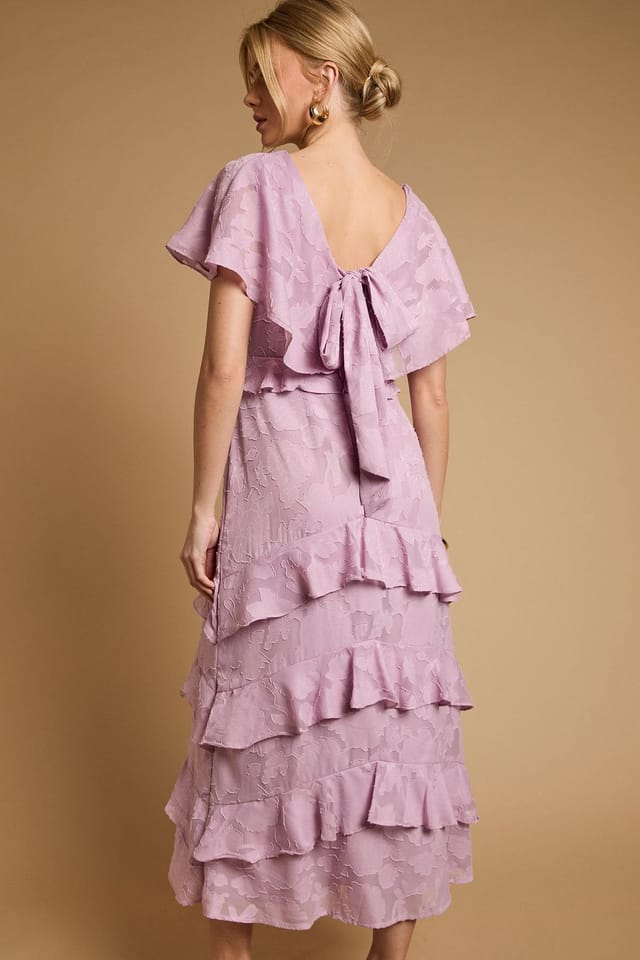 Oasis Oasis Women's Petite Jacquard Ruffle Maxi Dress in Lilac - 3