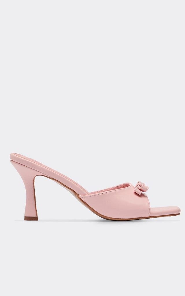 EGO Wrap Bow Detail Peep Toe Heeled Mule In Pink Patent, Women's Size UK 3 - 2