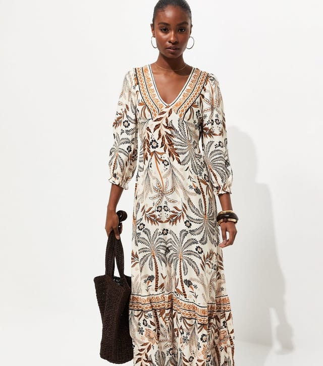 New Look Women's Cream Lotus and Palm Tree Print Midi Dress New Look - 3